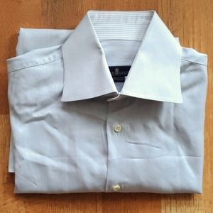 Eredi Pissano Mens Luxury Cotton Light Grey French Cuff Buttondown Shirt Size 16